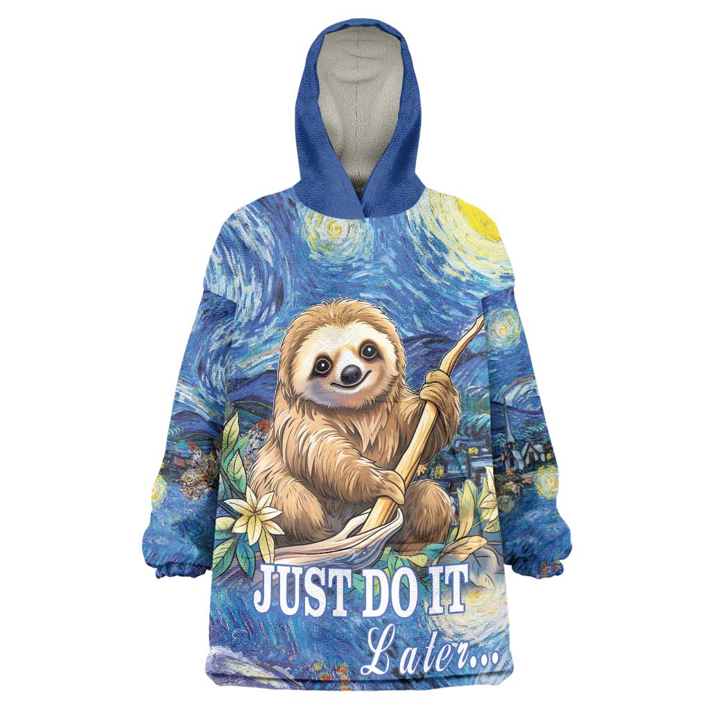 Sloth Starry Night Wearable Blanket Hoodie I'm Not Lazy