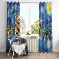 Blue sloth window curtain panels with starry night print, grommet-style top header