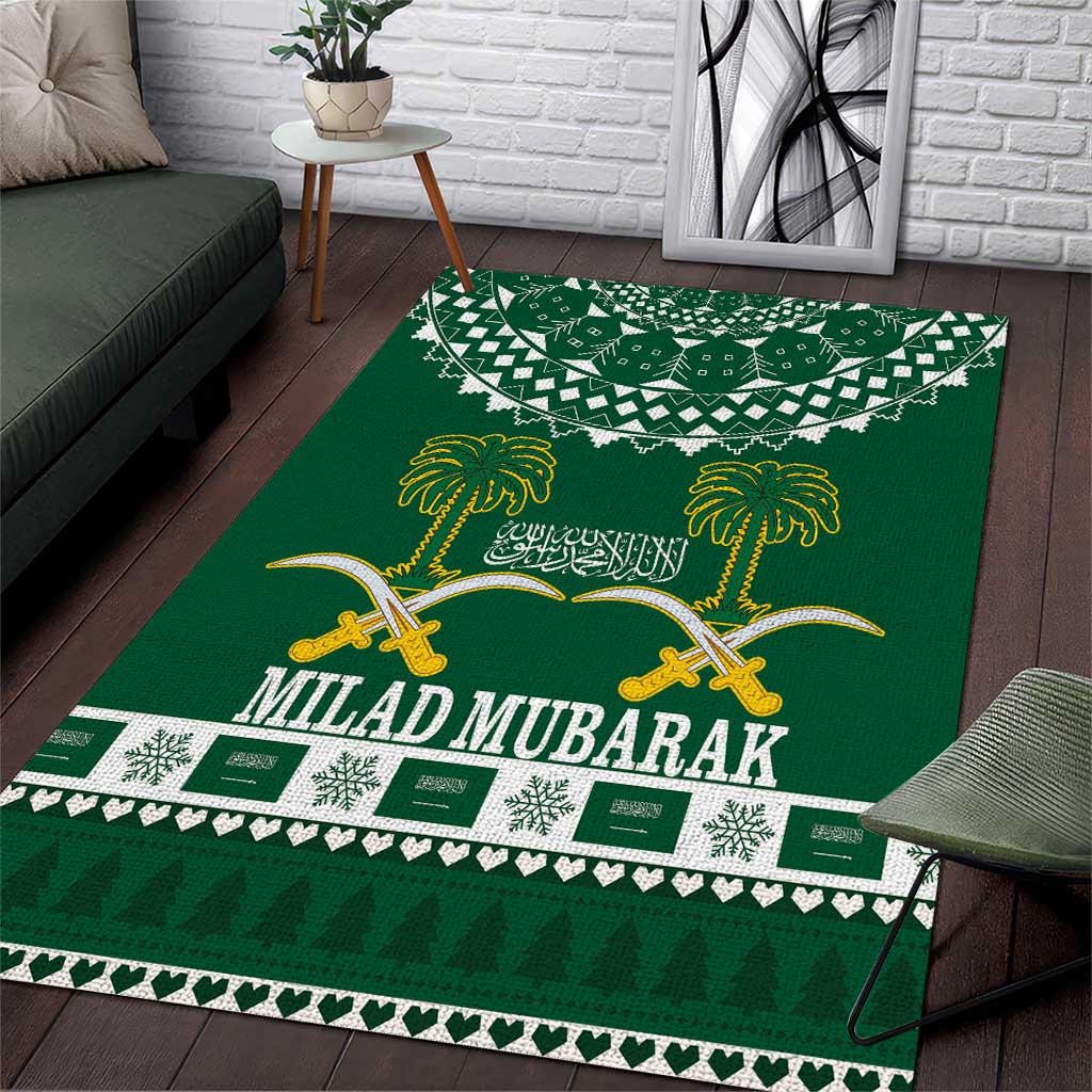 Saudi Arabia Christmas Area Rug Coat Of Arms Milad Mubarak - Wonder Print Shop