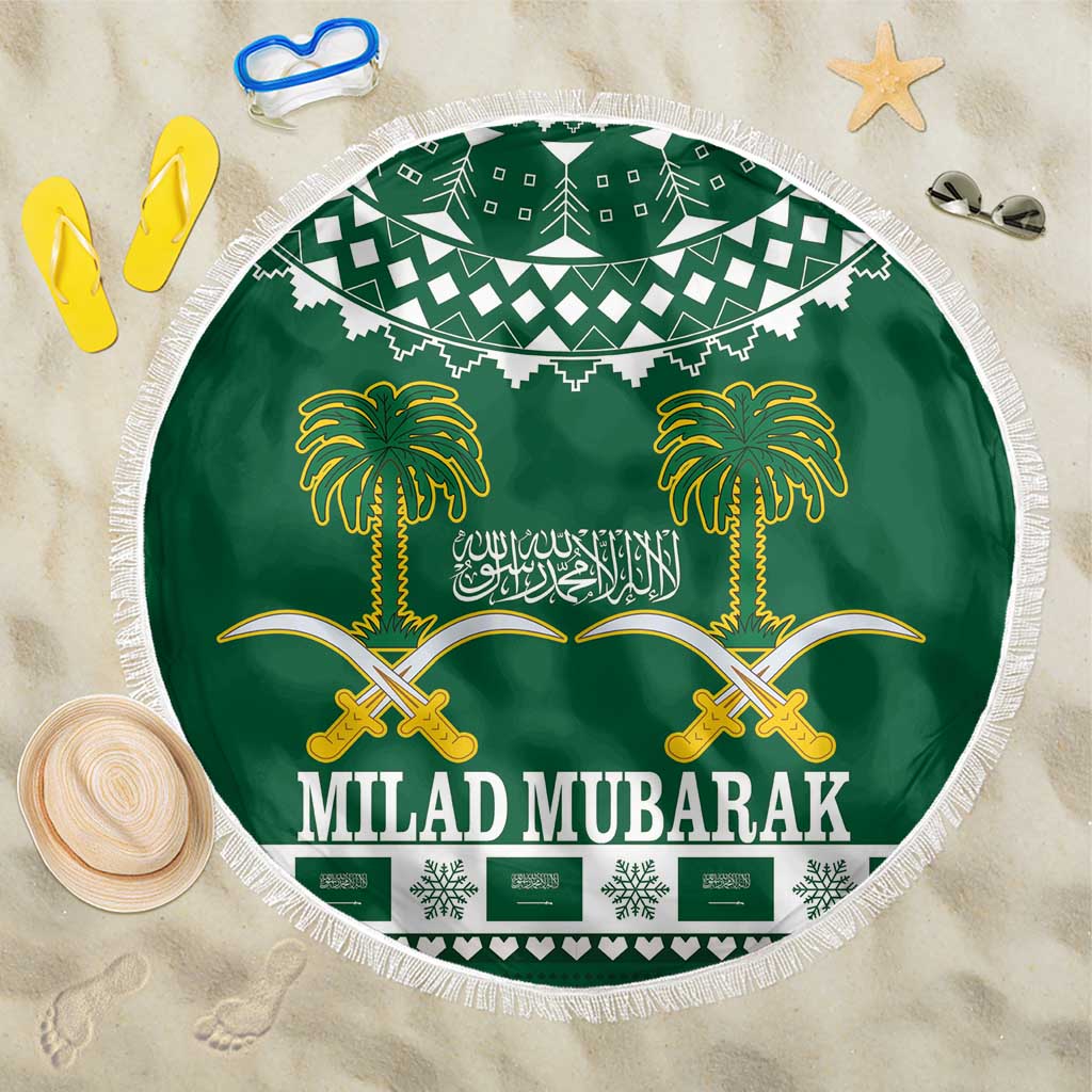 Saudi Arabia Christmas Beach Blanket Coat Of Arms Milad Mubarak - Wonder Print Shop