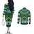 Saudi Arabia Christmas Couples Matching Off The Shoulder Long Sleeve Dress and Long Sleeve Button Shirt Coat Of Arms Milad Mubarak