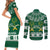 Saudi Arabia Christmas Couples Matching Short Sleeve Bodycon Dress and Long Sleeve Button Shirt Coat Of Arms Milad Mubarak - Wonder Print Shop