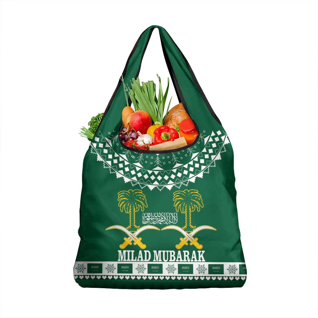 Saudi Arabia Christmas Grocery Bag Coat Of Arms Milad Mubarak