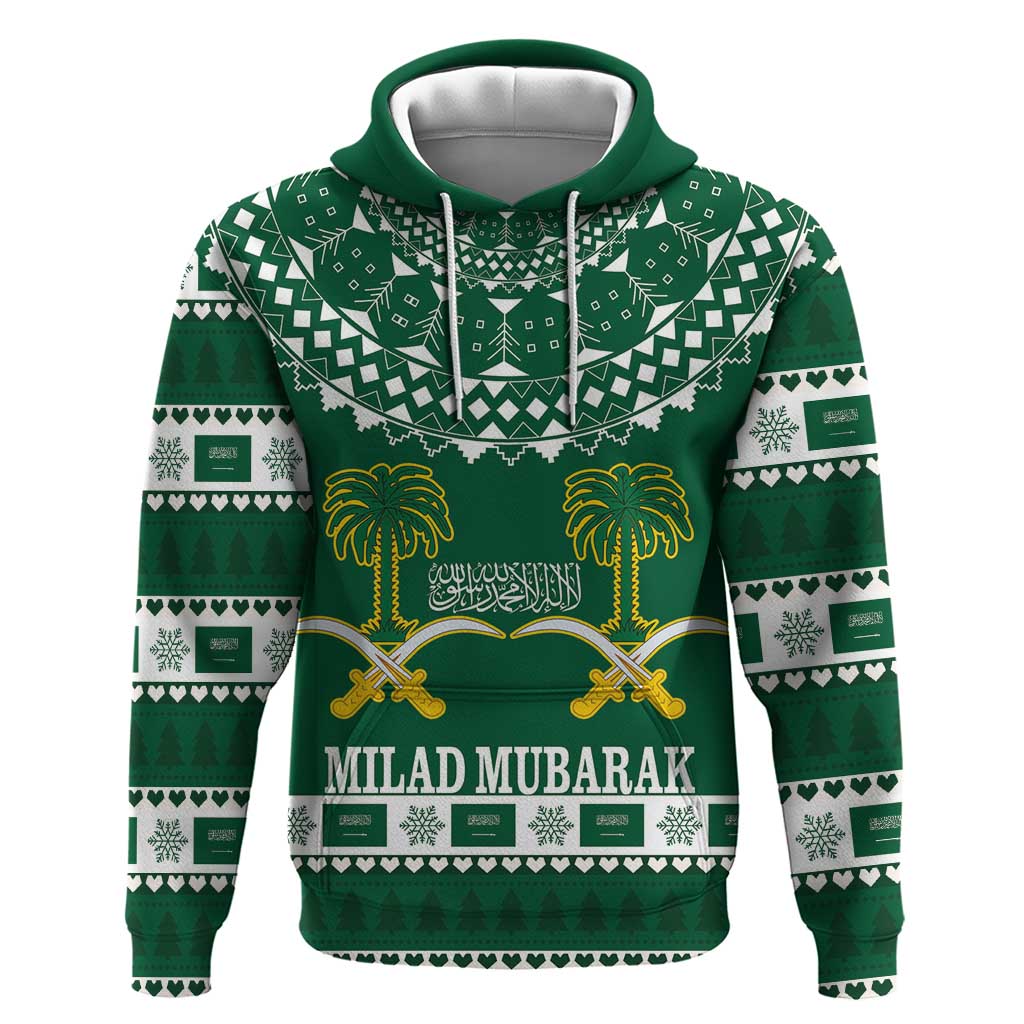 Saudi Arabia Christmas Hoodie Coat Of Arms Milad Mubarak - Wonder Print Shop