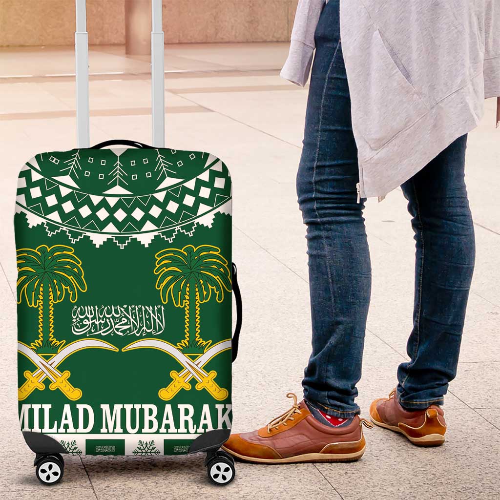 Saudi Arabia Christmas Luggage Cover Coat Of Arms Milad Mubarak - Wonder Print Shop