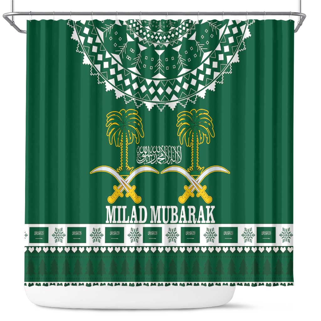 Saudi Arabia Christmas Shower Curtain Coat Of Arms Milad Mubarak