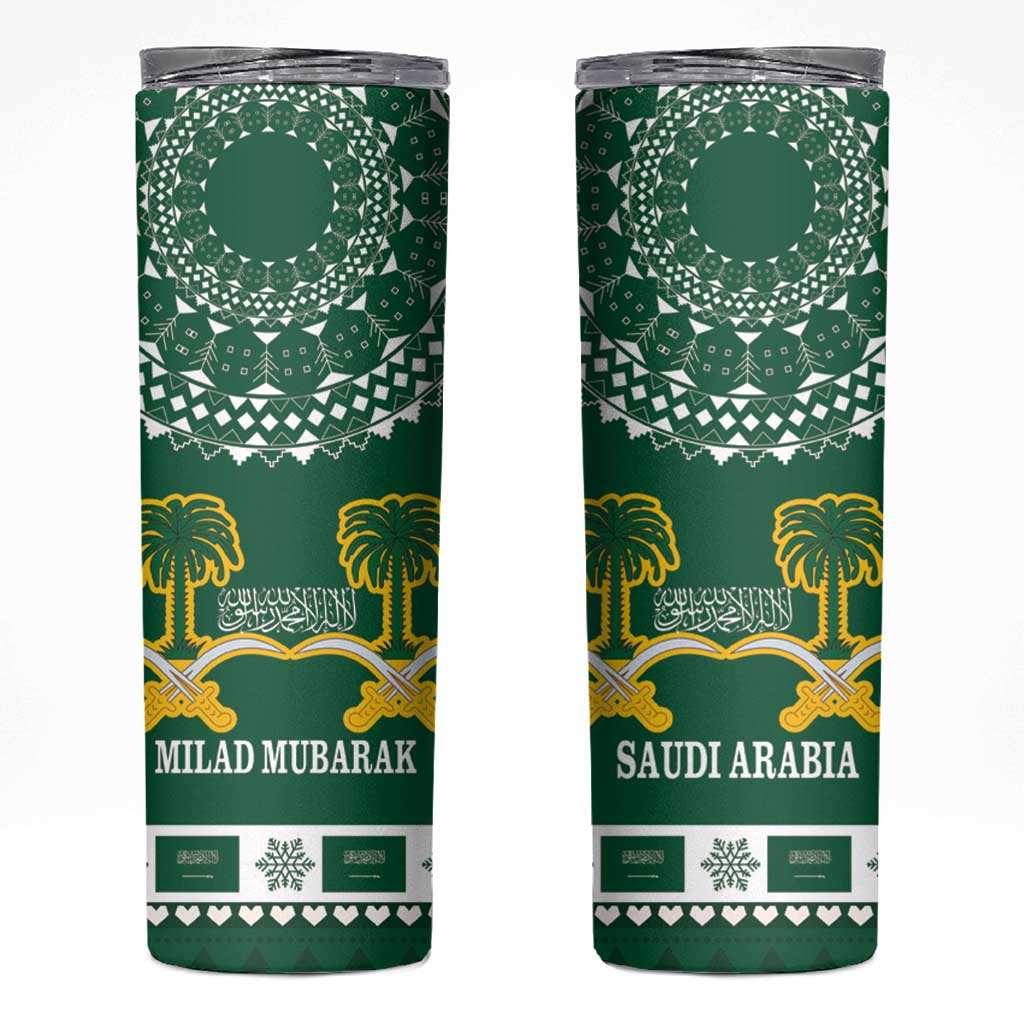 Saudi Arabia Christmas Skinny Tumbler Coat Of Arms Milad Mubarak - Wonder Print Shop