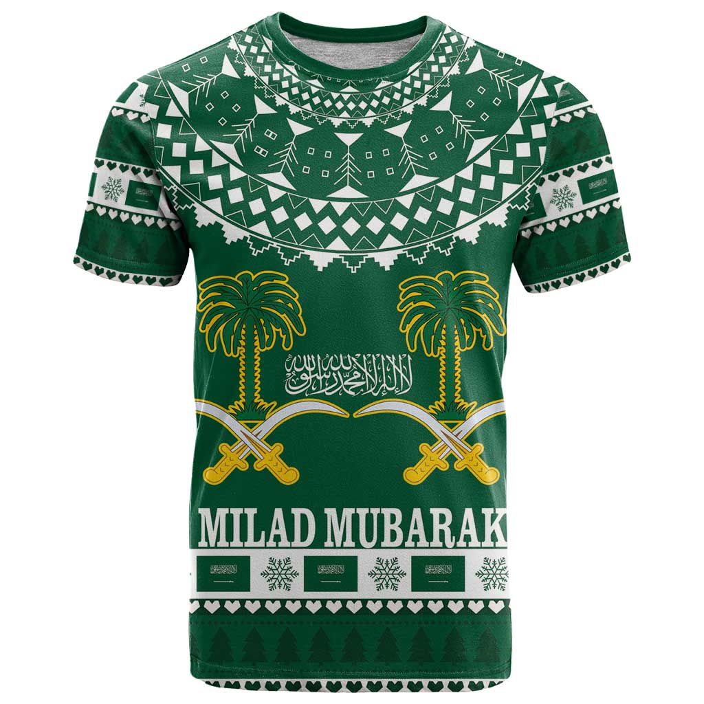 Saudi Arabia Christmas T Shirt Coat Of Arms Milad Mubarak - Wonder Print Shop