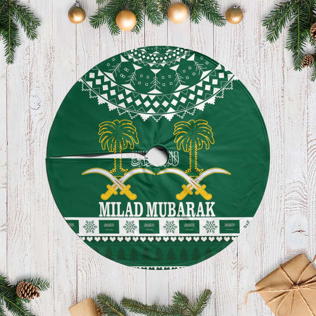 Saudi Arabia Christmas Tree Skirt Coat Of Arms Milad Mubarak - Wonder Print Shop