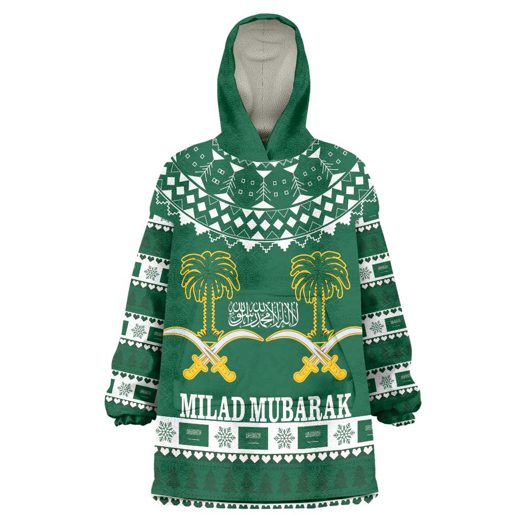 Saudi Arabia Christmas Wearable Blanket Hoodie Coat Of Arms Milad Mubarak