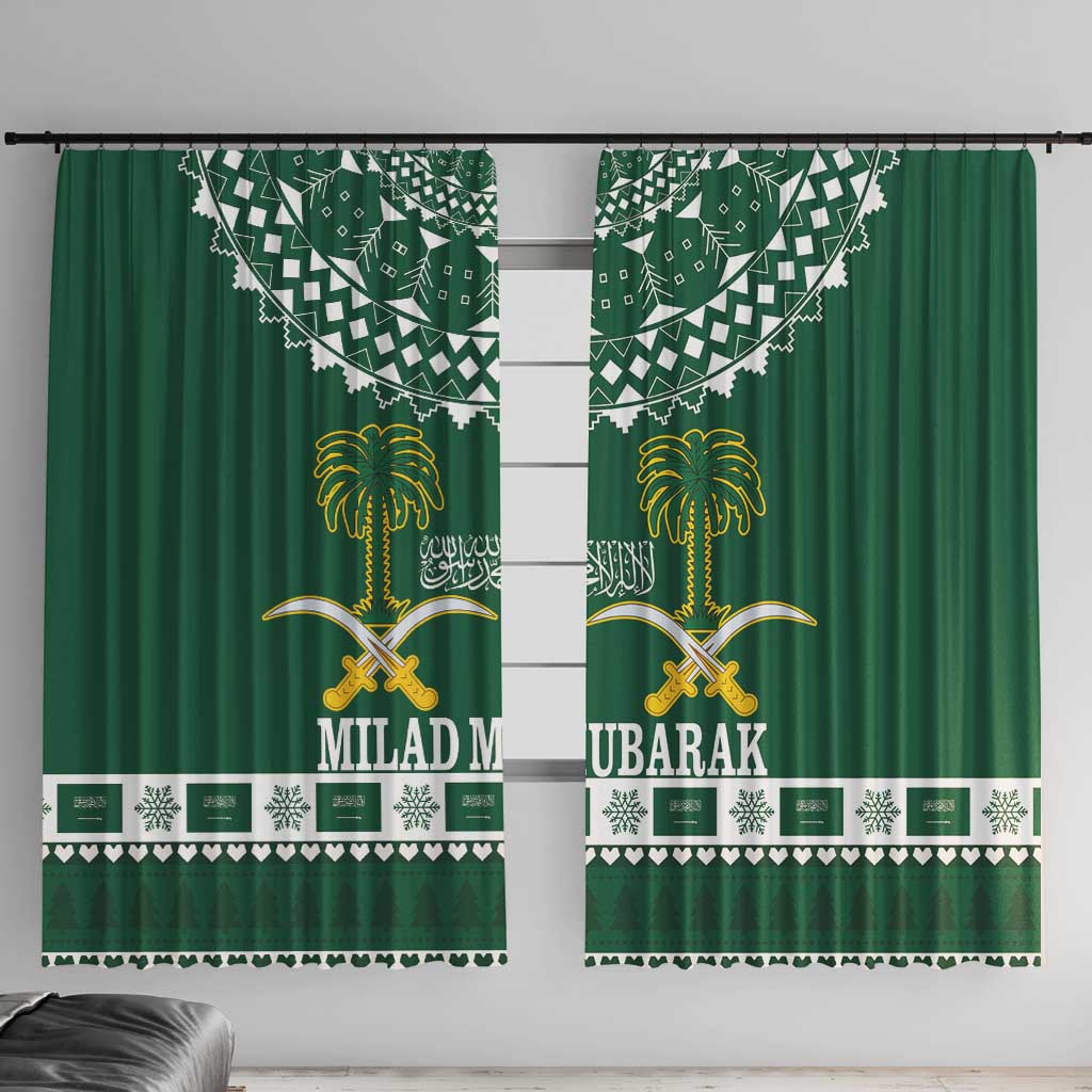 Saudi Arabia Christmas Window Curtain Coat Of Arms Milad Mubarak - Wonder Print Shop