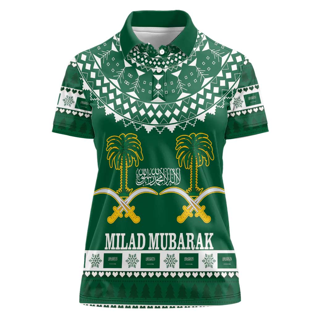 Saudi Arabia Christmas Women Polo Shirt Coat Of Arms Milad Mubarak - Wonder Print Shop