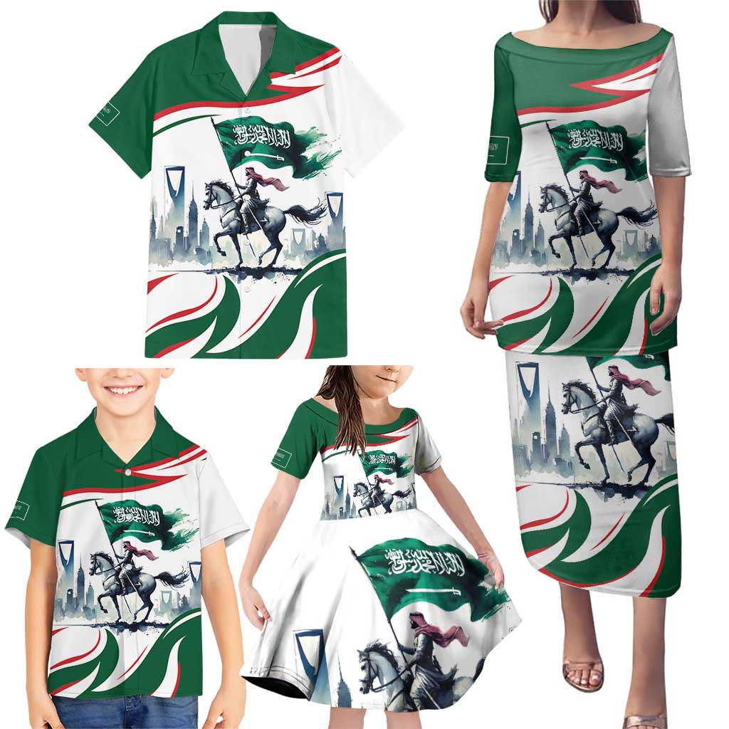 Saudi Arabia Horse Riders Family Matching Puletasi and Hawaiian Shirt Arab Style - Wonder Print Shop