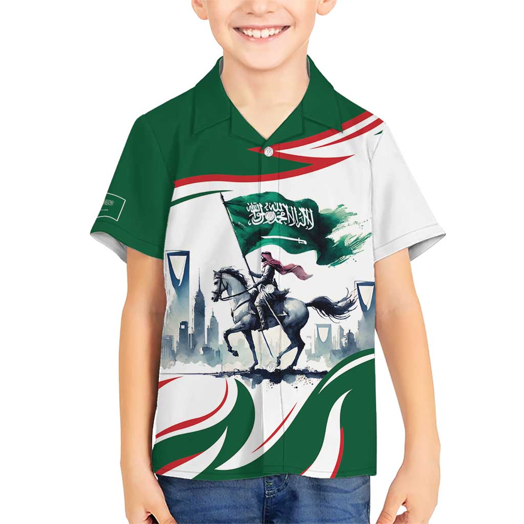 Saudi Arabia Horse Riders Kid Hawaiian Shirt Arab Style - Wonder Print Shop