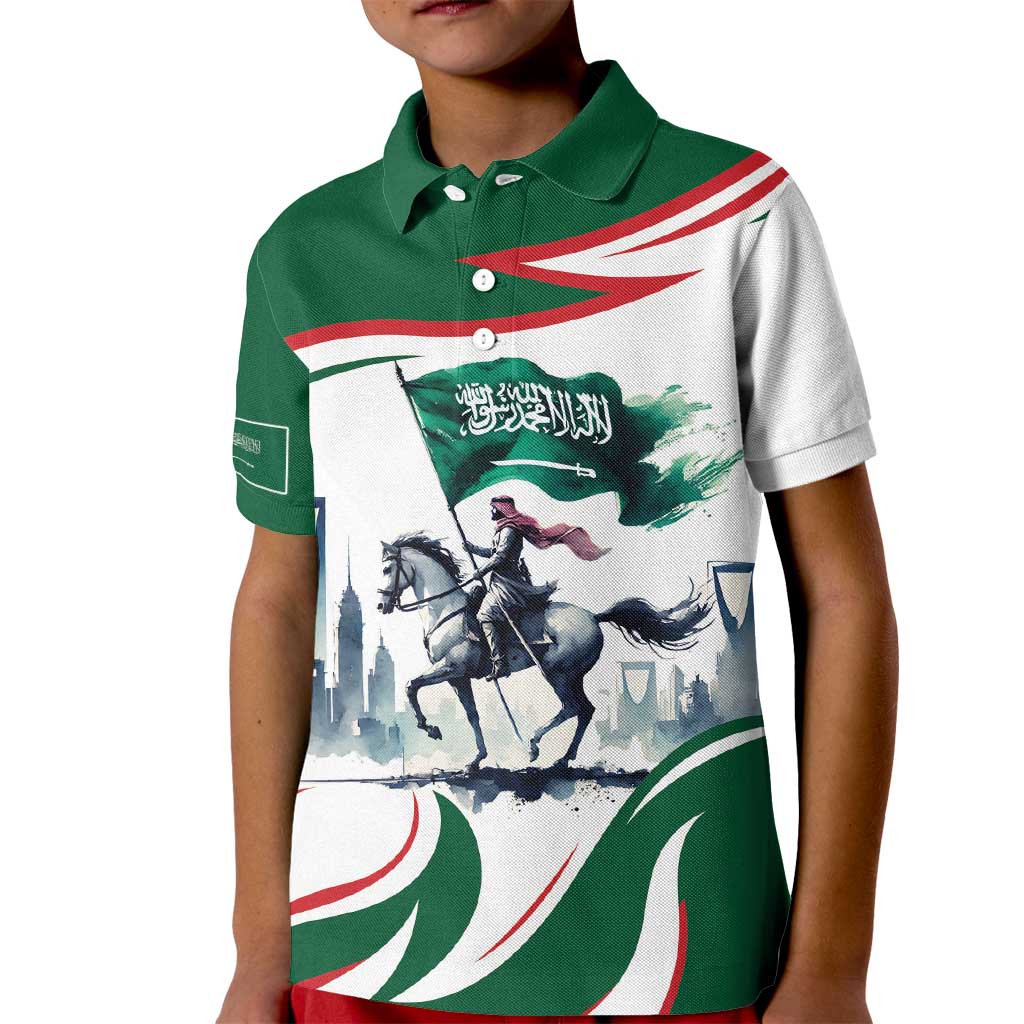 Saudi Arabia Horse Riders Kid Polo Shirt Arab Style - Wonder Print Shop