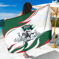 Green and white Arab-style horse rider sarong with bold flag graphic
