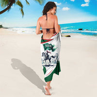 Green and white horse rider sarong, wrapped around waist with flag design