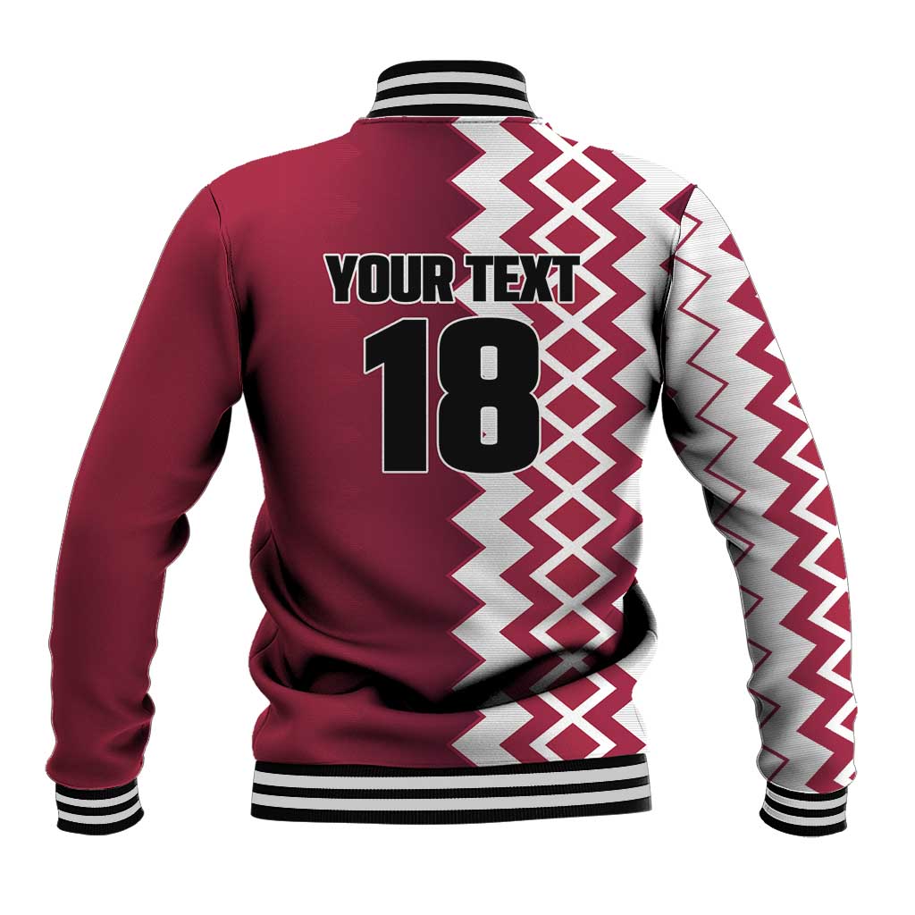 Custom Qatar Football Baseball Jacket Maroon One Go Champion - Wonder Print Shop