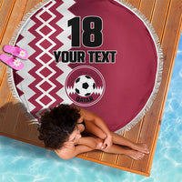Custom Qatar Football Beach Blanket Maroon One Go Champion - Wonder Print Shop