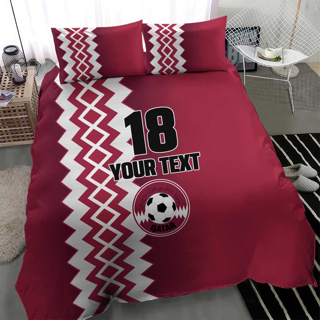 Custom Qatar Football Bedding Set Maroon One Go Champion - Wonder Print Shop