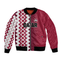 Custom Qatar Football Bomber Jacket Maroon One Go Champion - Wonder Print Shop