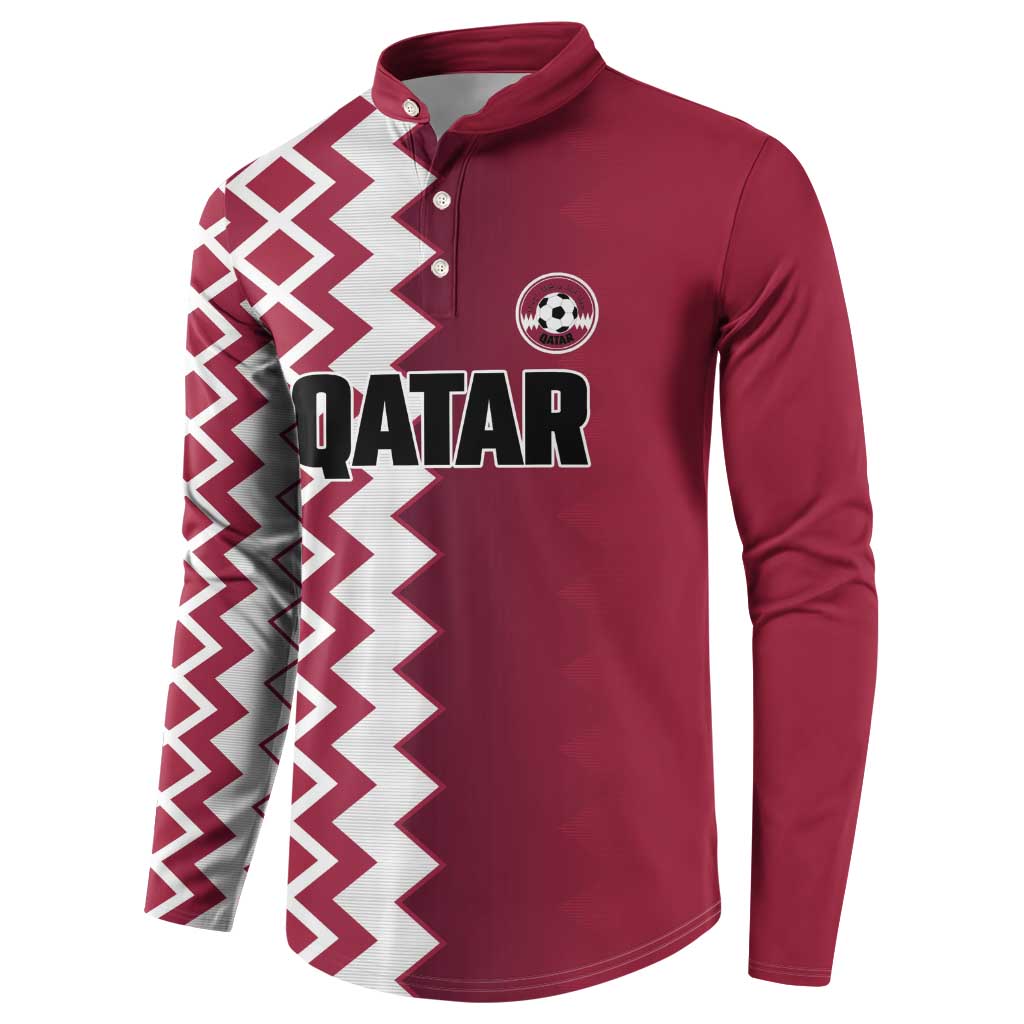 Custom Qatar Football Button Sweatshirt Maroon One Go Champion - Wonder Print Shop
