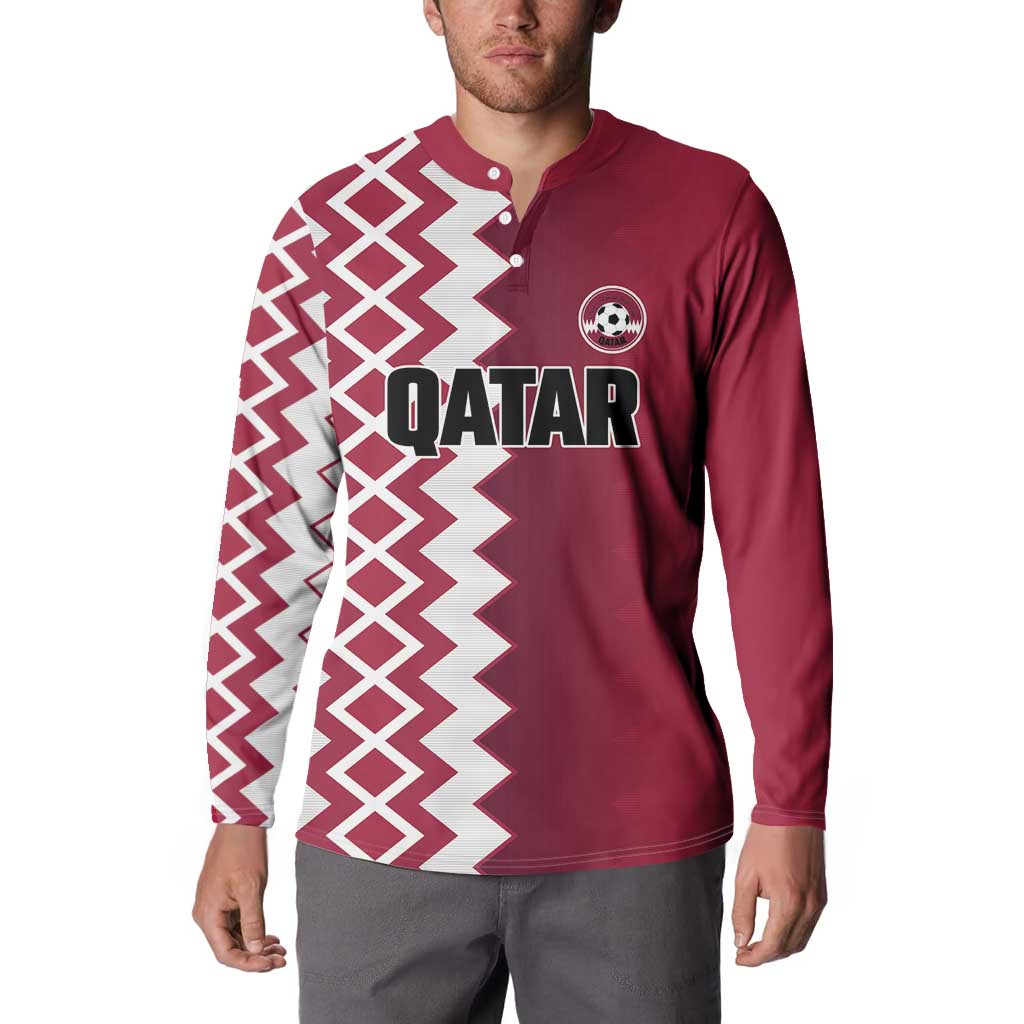 Custom Qatar Football Button Sweatshirt Maroon One Go Champion - Wonder Print Shop