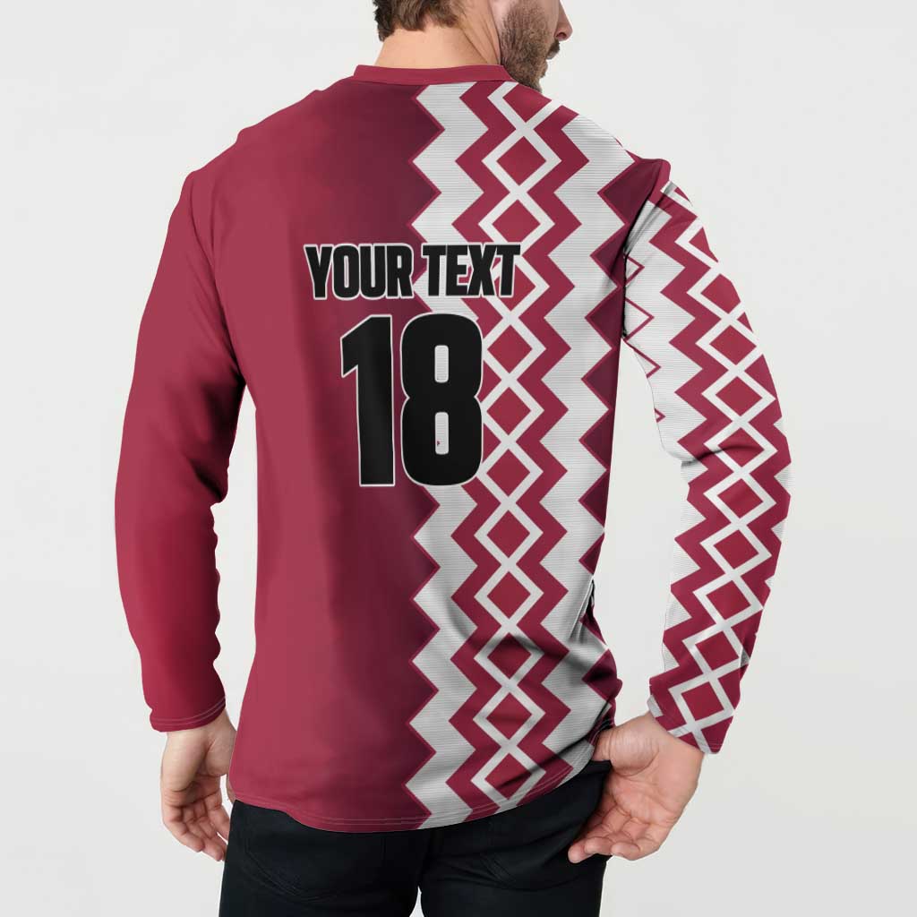 Custom Qatar Football Button Sweatshirt Maroon One Go Champion - Wonder Print Shop