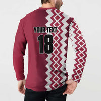 Custom Qatar Football Button Sweatshirt Maroon One Go Champion - Wonder Print Shop