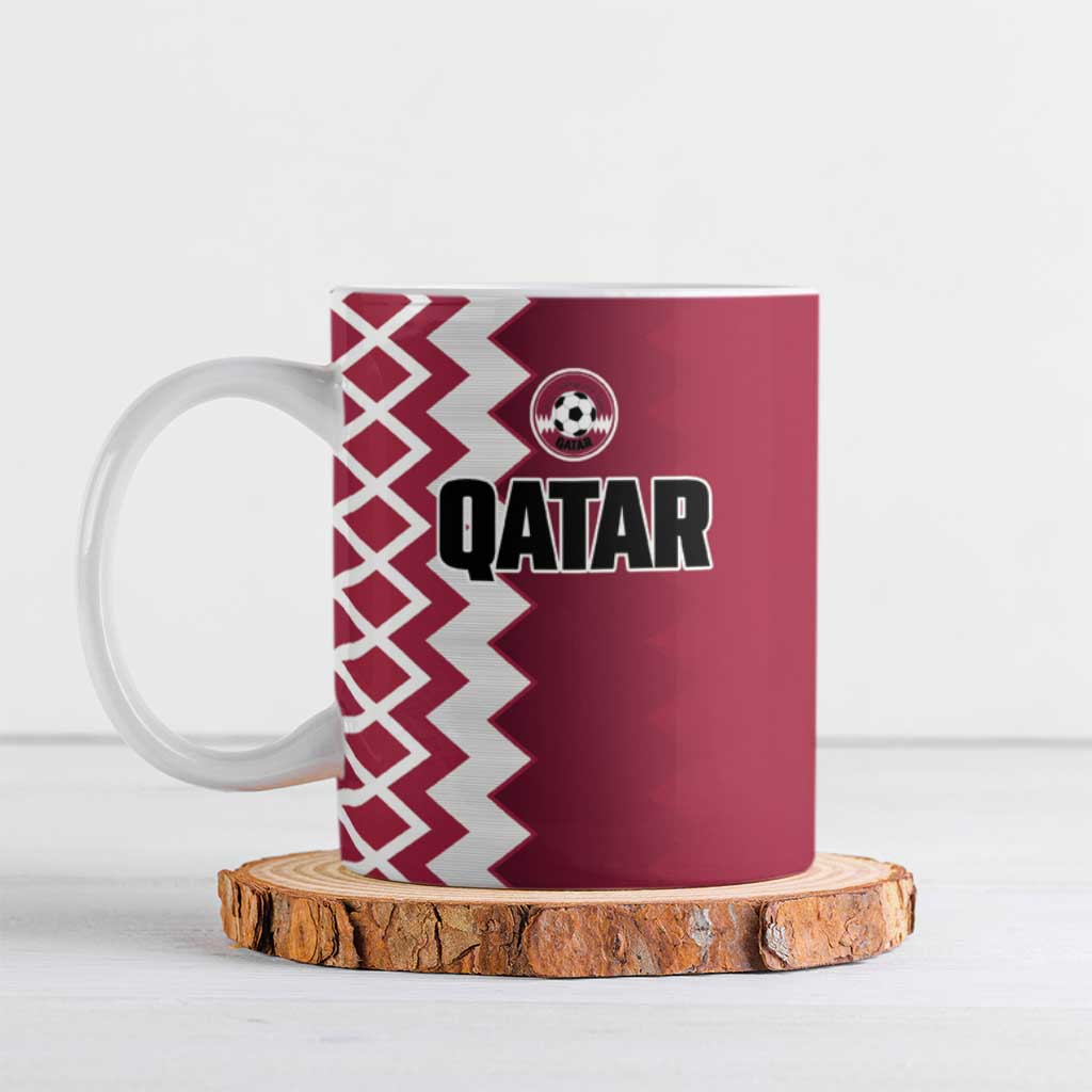 Custom Qatar Football Ceramic Mug Maroon One Go Champion - Wonder Print Shop