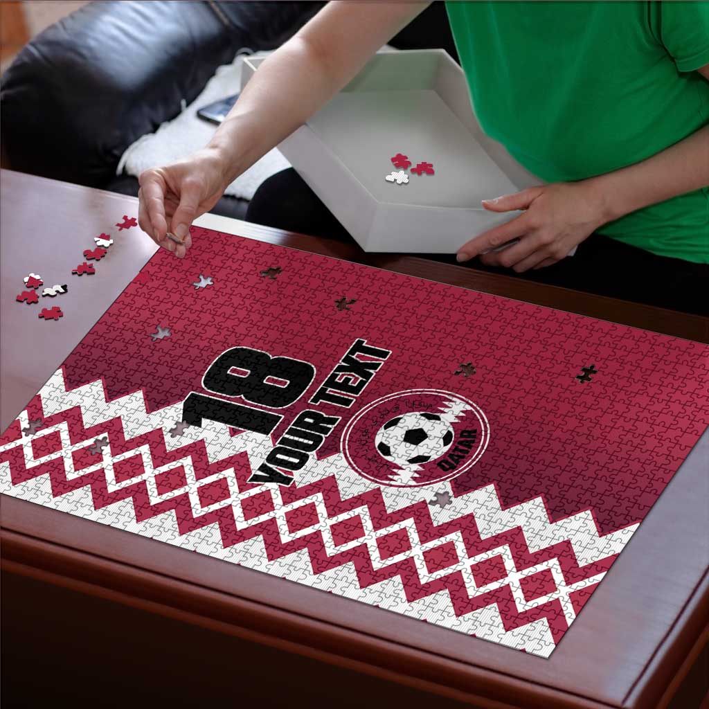 Custom Qatar Football Puzzle Maroon One Go Champion - Wonder Print Shop