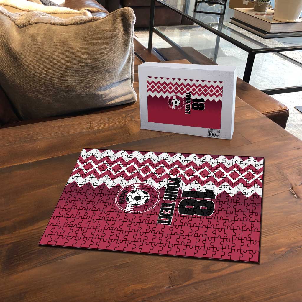 Custom Qatar Football Puzzle Maroon One Go Champion - Wonder Print Shop