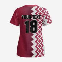 Custom Qatar Football Scrub Top Maroon One Go Champion - Wonder Print Shop