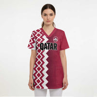 Custom Qatar Football Scrub Top Maroon One Go Champion - Wonder Print Shop