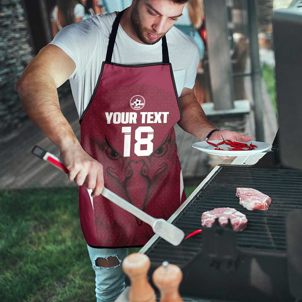 Custom Qatar Football Apron Maroon Falcon Spirit Red Version - Wonder Print Shop