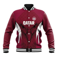 Custom Qatar Football Baseball Jacket Maroon Falcon Spirit Red Version - Wonder Print Shop