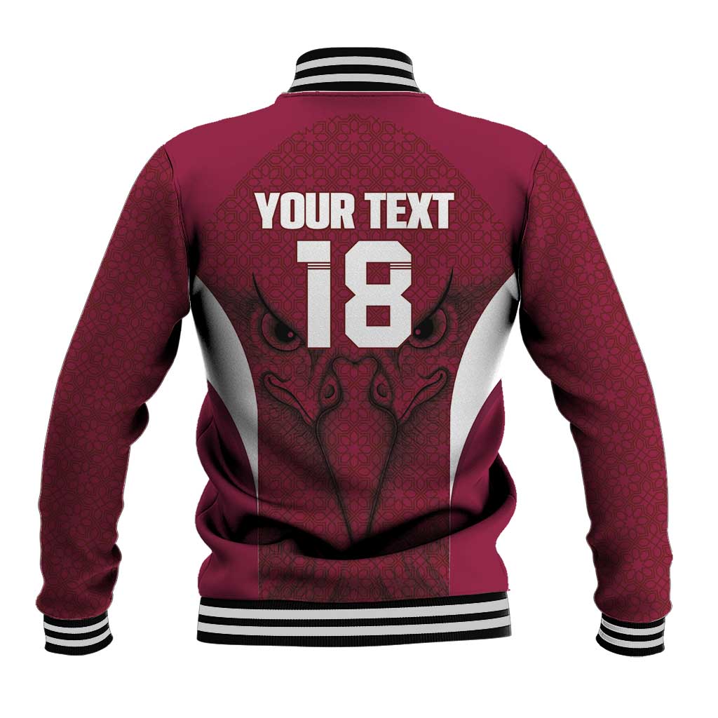 Custom Qatar Football Baseball Jacket Maroon Falcon Spirit Red Version - Wonder Print Shop