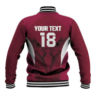 Custom Qatar Football Baseball Jacket Maroon Falcon Spirit Red Version - Wonder Print Shop