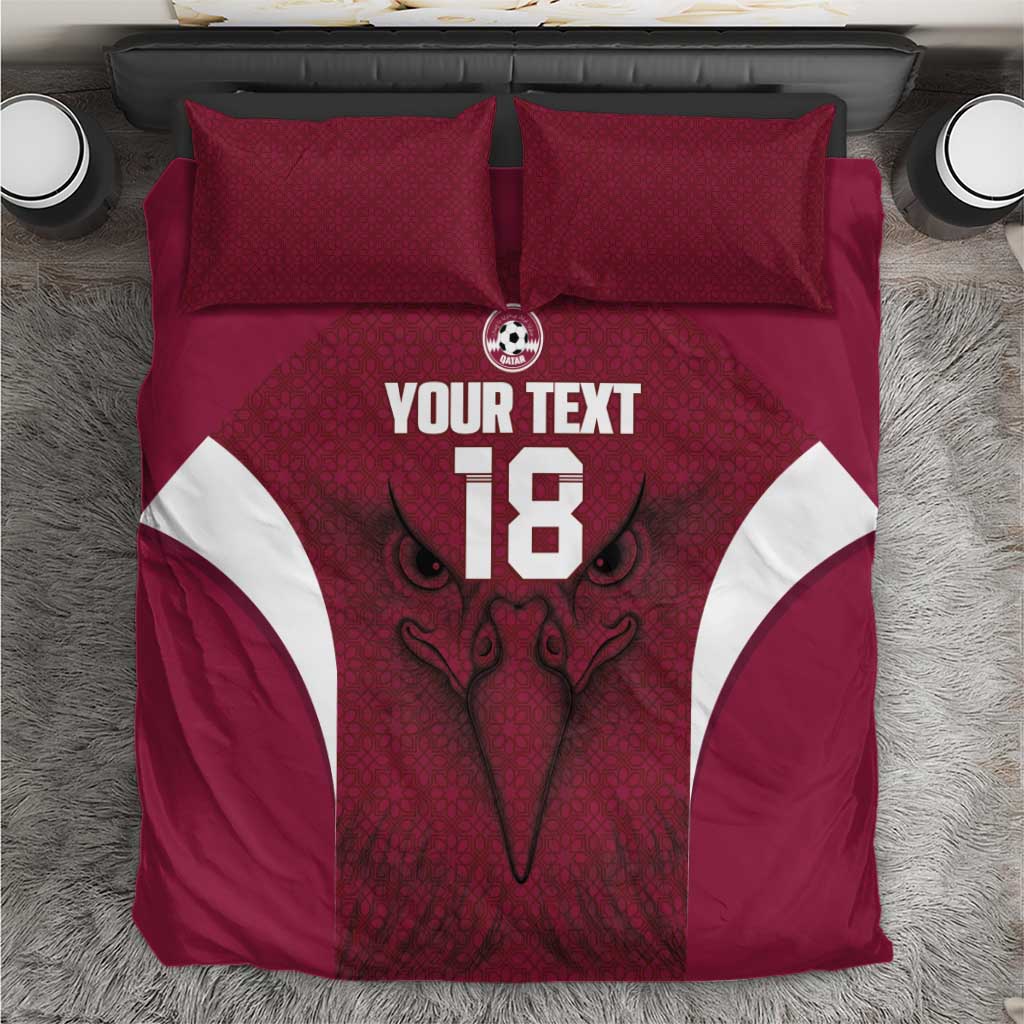 Custom Qatar Football Bedding Set Maroon Falcon Spirit Red Version - Wonder Print Shop