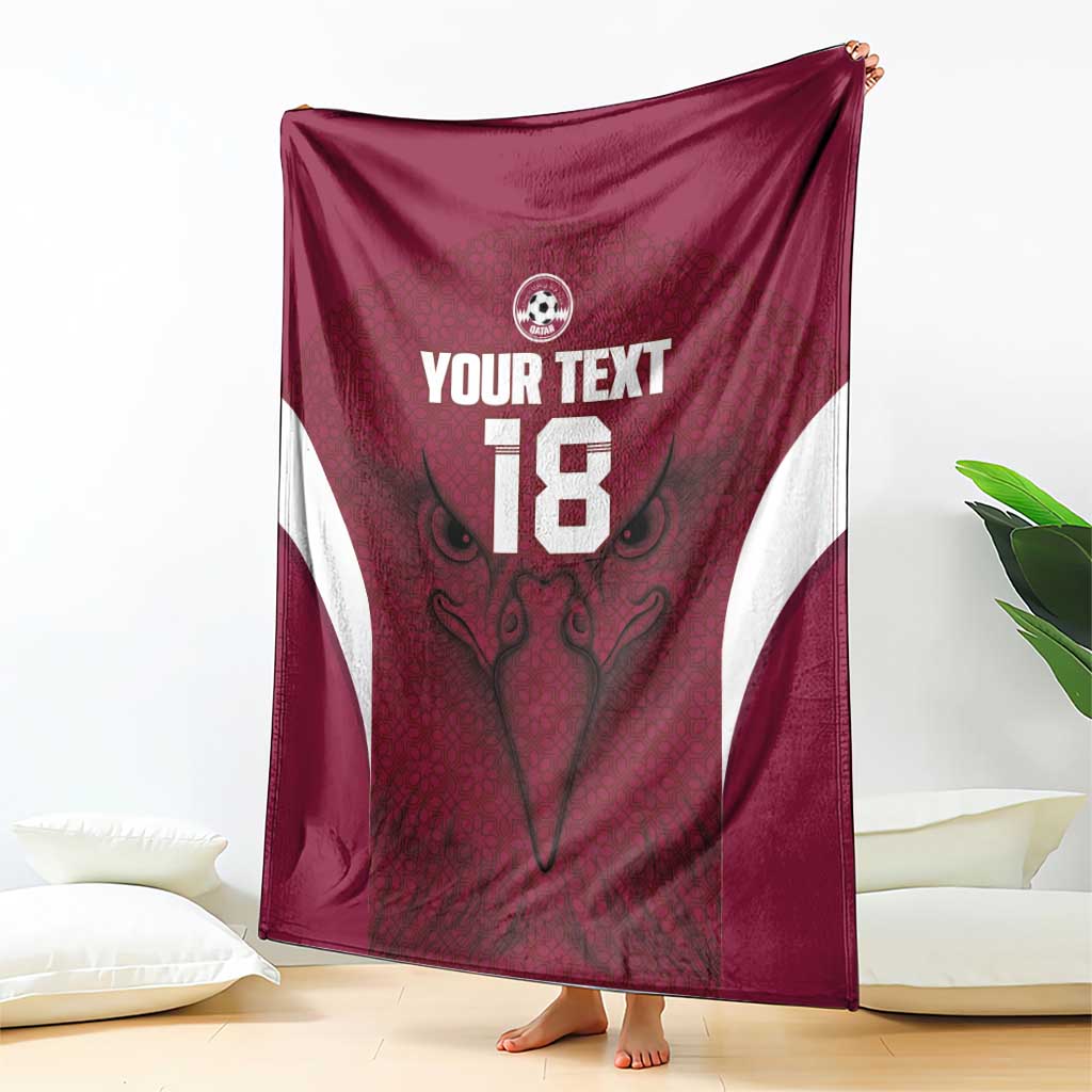 Custom Qatar Football Blanket Maroon Falcon Spirit Red Version - Wonder Print Shop