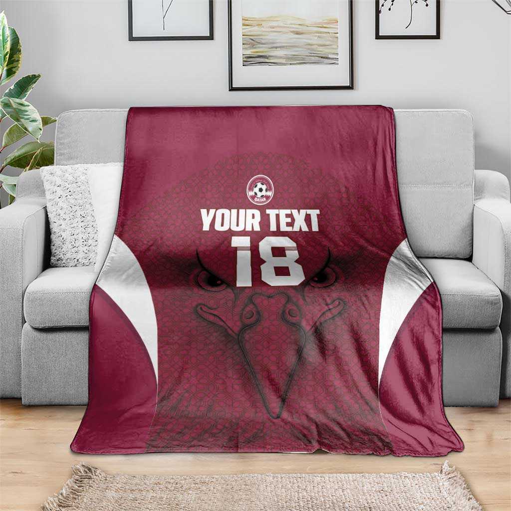 Custom Qatar Football Blanket Maroon Falcon Spirit Red Version - Wonder Print Shop
