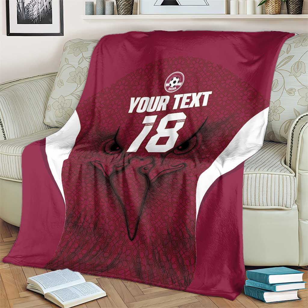 Custom Qatar Football Blanket Maroon Falcon Spirit Red Version - Wonder Print Shop