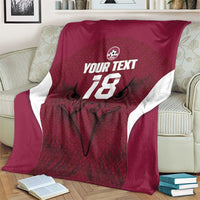 Custom Qatar Football Blanket Maroon Falcon Spirit Red Version - Wonder Print Shop