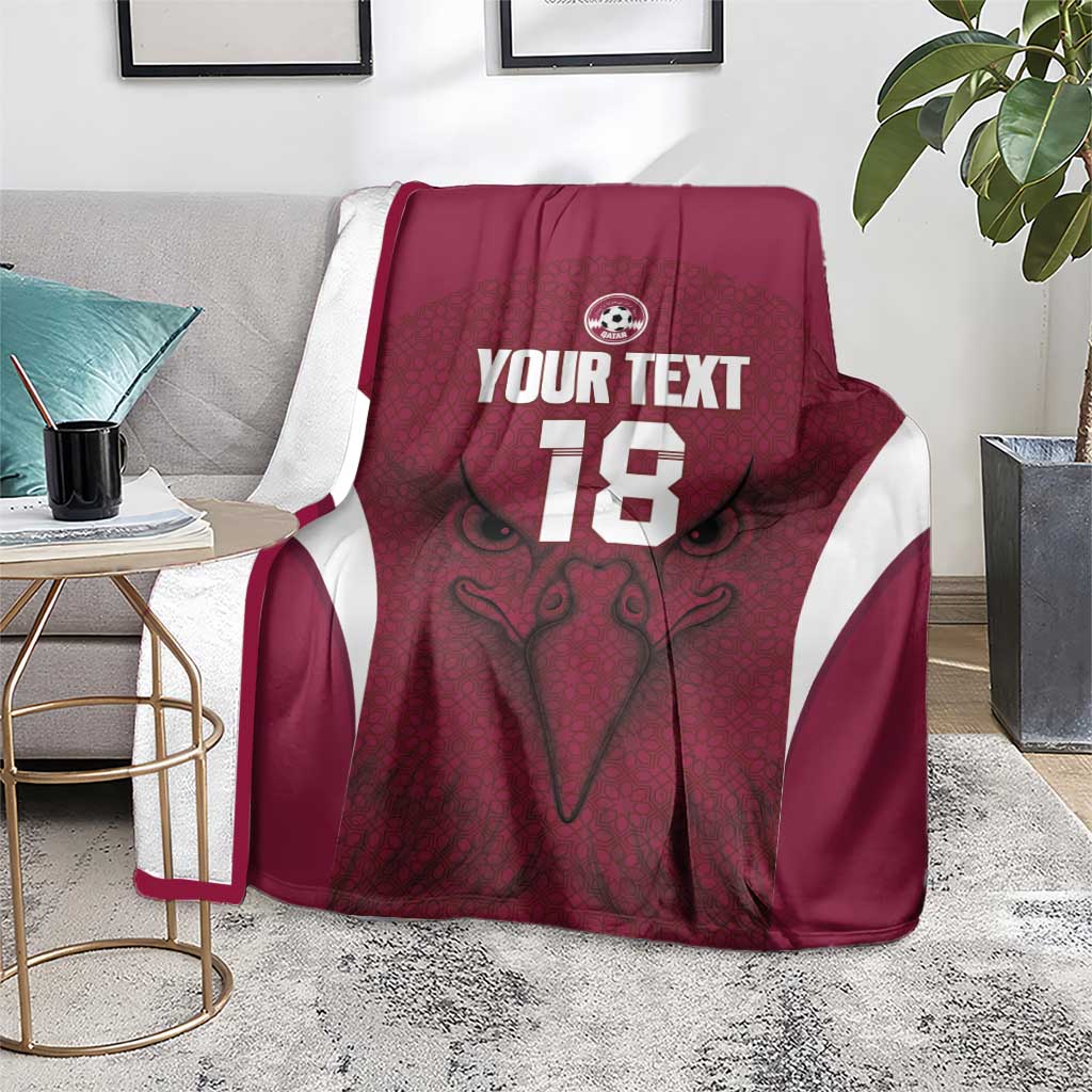 Custom Qatar Football Blanket Maroon Falcon Spirit Red Version - Wonder Print Shop