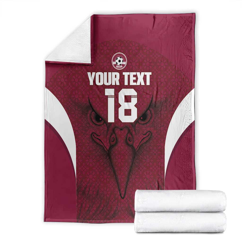 Custom Qatar Football Blanket Maroon Falcon Spirit Red Version - Wonder Print Shop