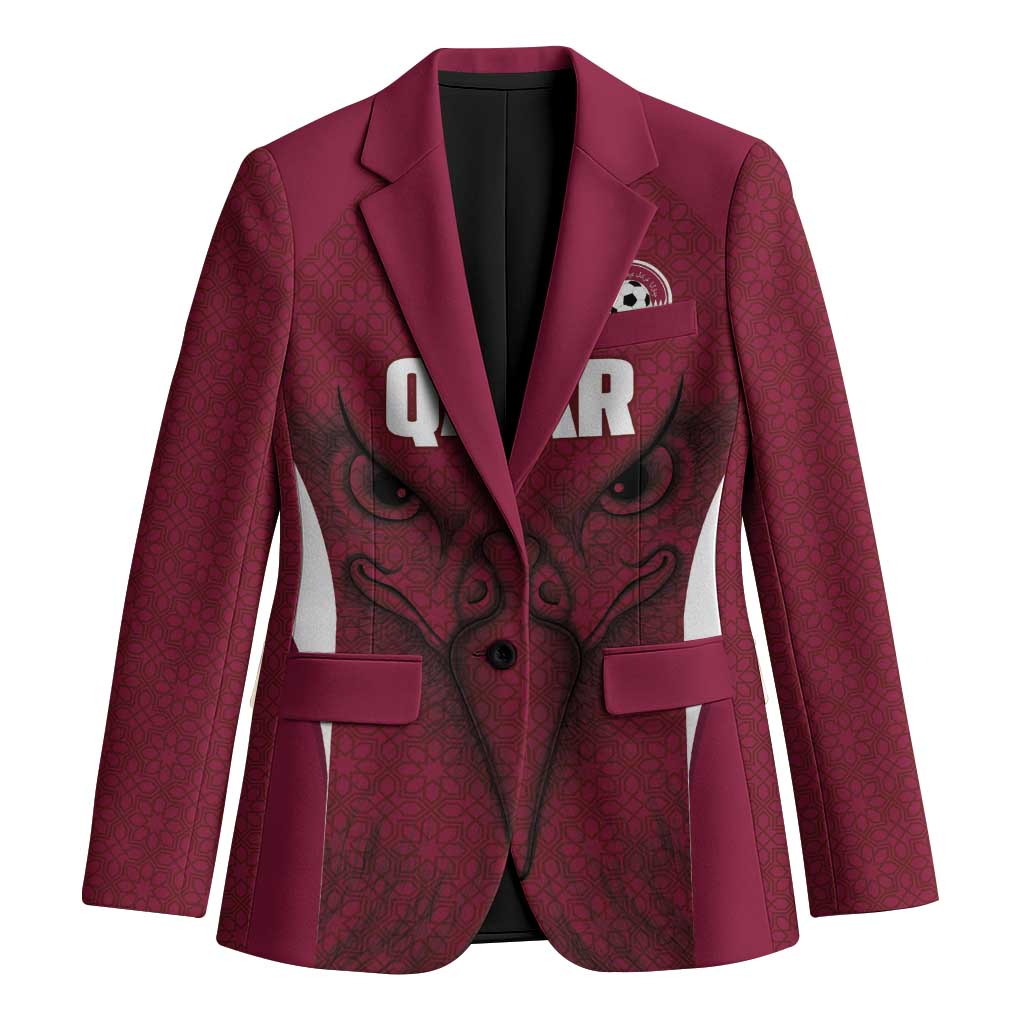 Custom Qatar Football Blazer Maroon Falcon Spirit Red Version - Wonder Print Shop