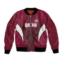 Custom Qatar Football Bomber Jacket Maroon Falcon Spirit Red Version - Wonder Print Shop