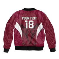 Custom Qatar Football Bomber Jacket Maroon Falcon Spirit Red Version - Wonder Print Shop