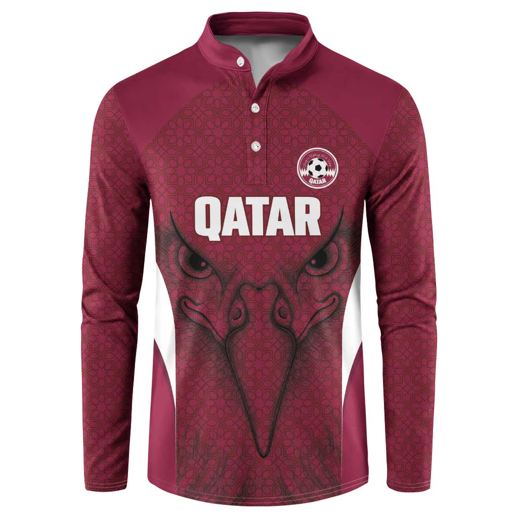 Custom Qatar Football Button Sweatshirt Maroon Falcon Spirit Red Version - Wonder Print Shop