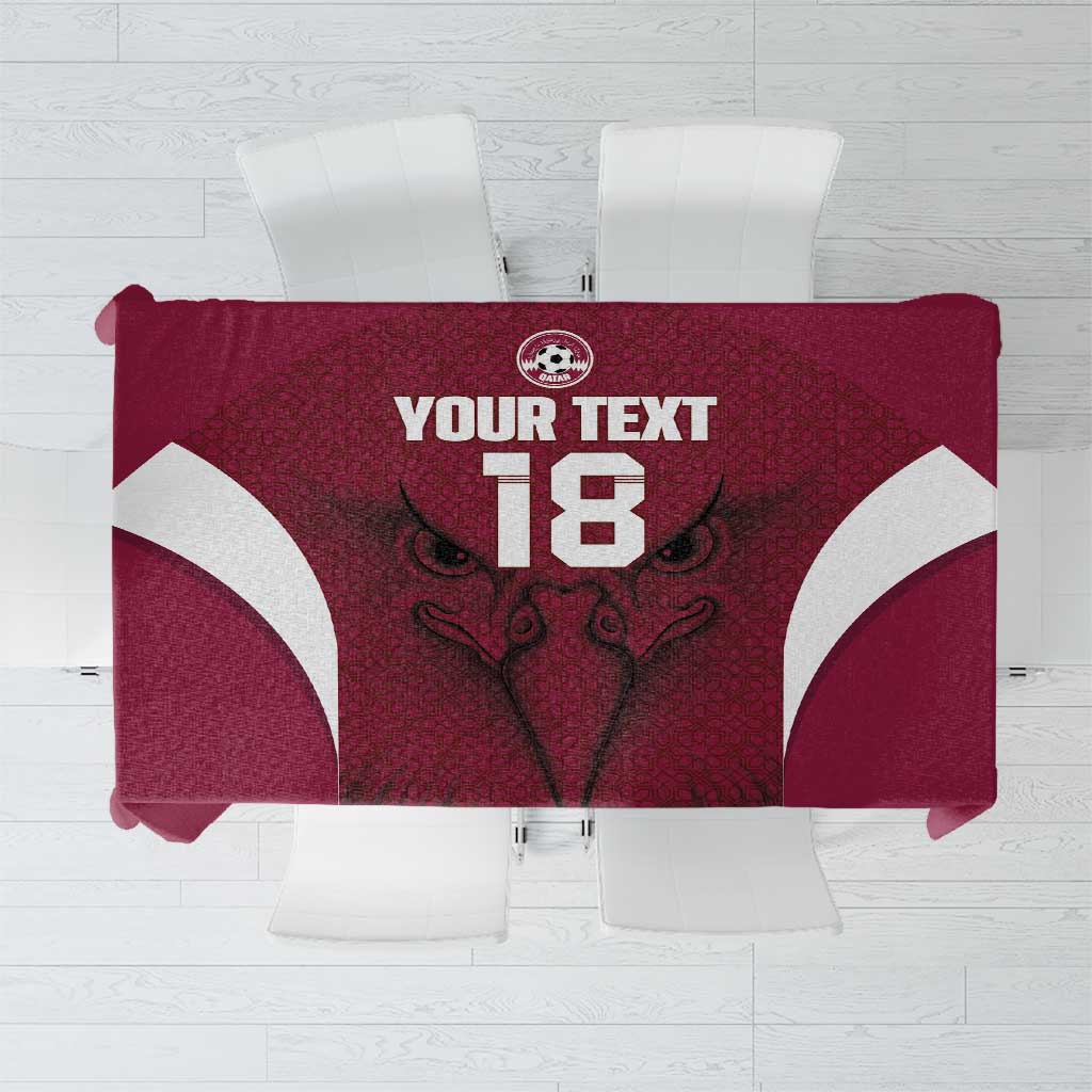 Custom Qatar Football Tablecloth Maroon Falcon Spirit Red Version - Wonder Print Shop